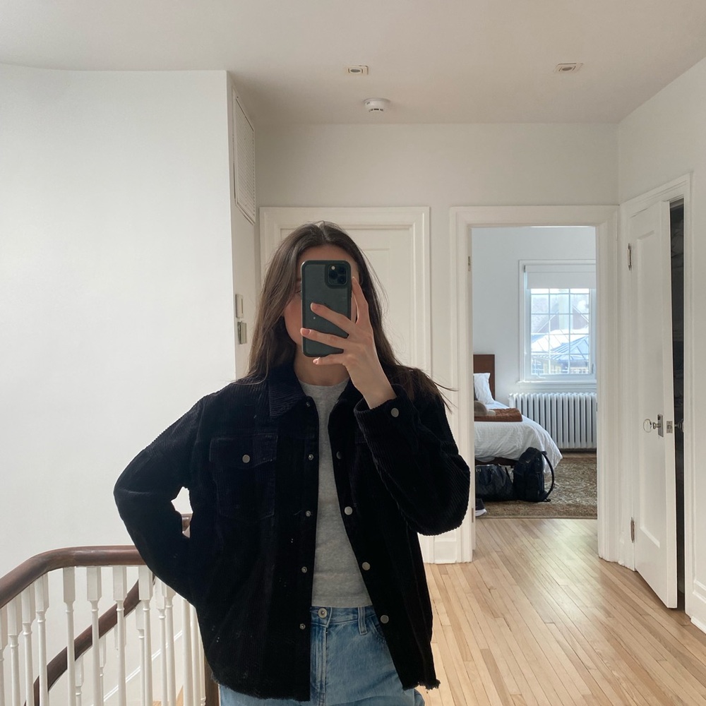 Black corduroy Classic Oversized Fit overshirt